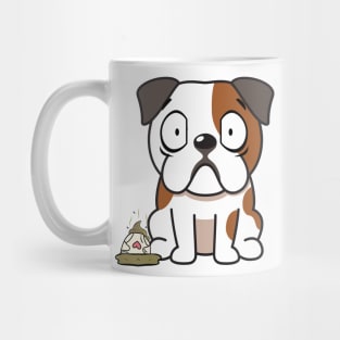 Funny Bulldog steps on a dirty diaper Mug